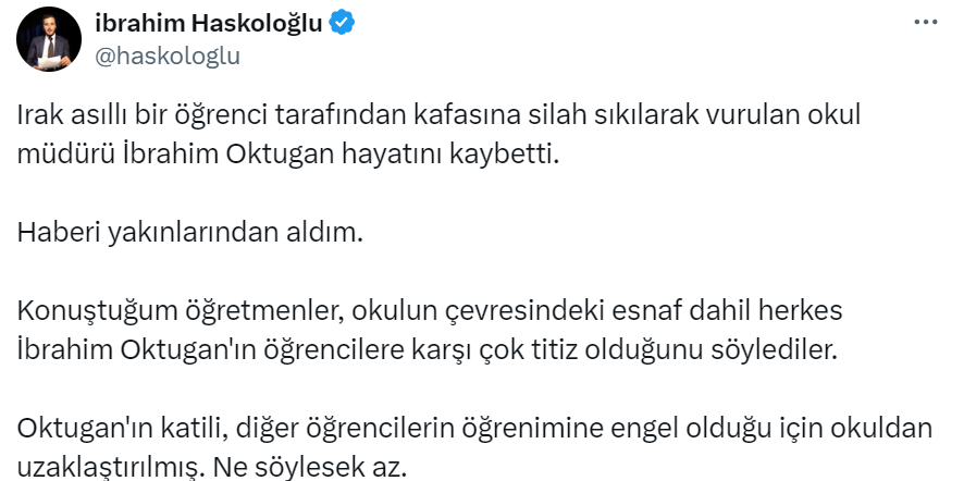 Haskoloğlu Tweet